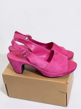 Hogl Austrian Leather Pink Suede Slingback Heels